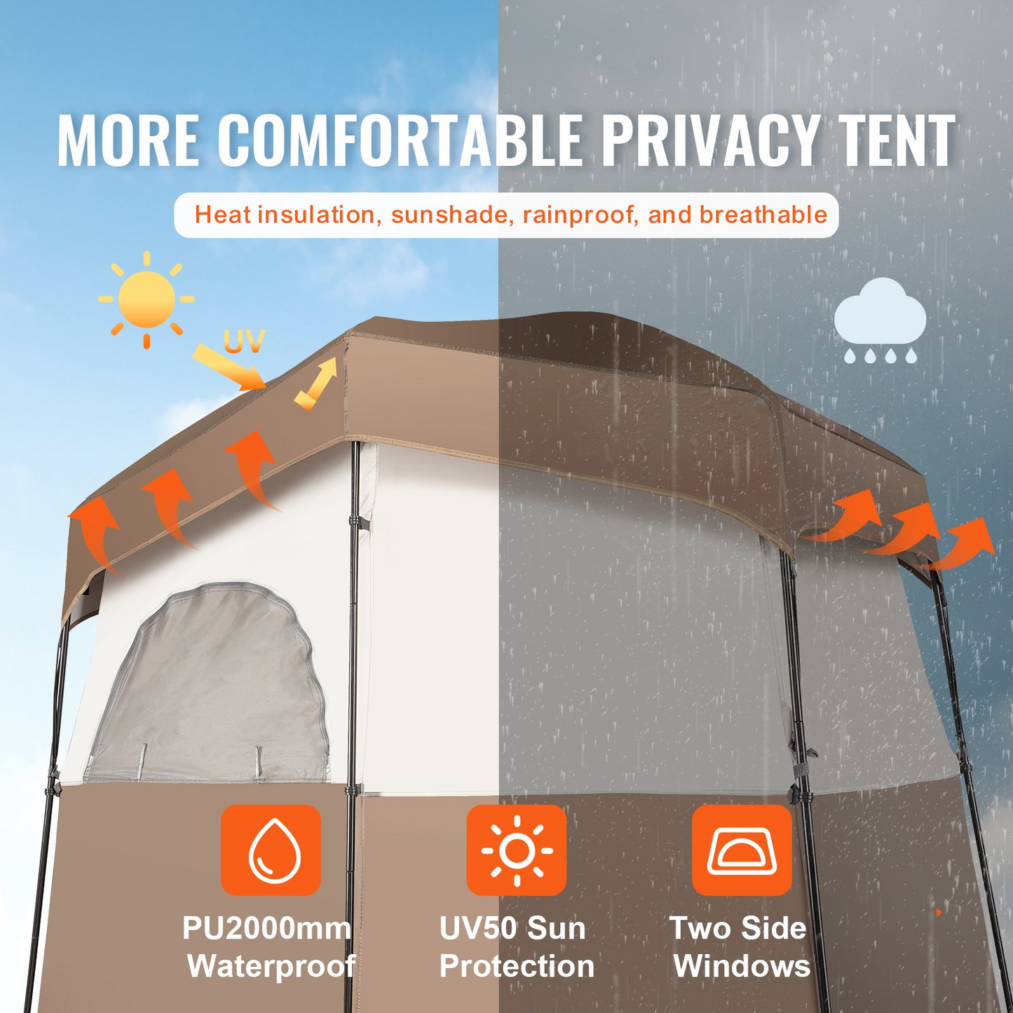 VEVOR Camping Shower Tent - Oversize Outdoor Portable Shelter