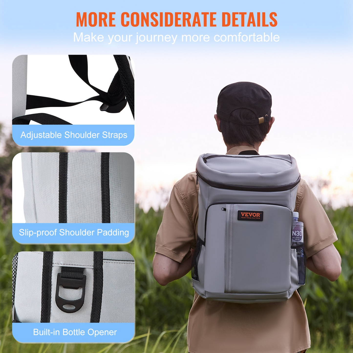 VEVOR Cooler Backpack, 28 Cans Leakproof Insulated Waterproof Backpack Cooler