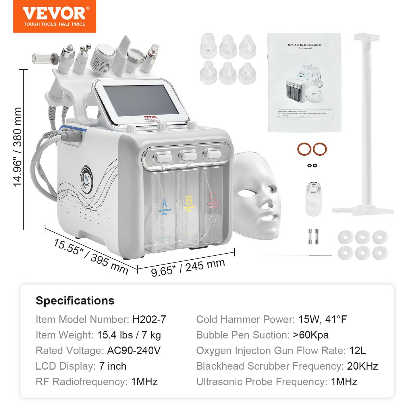 VEVOR 7 in 1 Hydrogen Oxygen Facial Machine - Professional Hydrafacial Machine for Spa