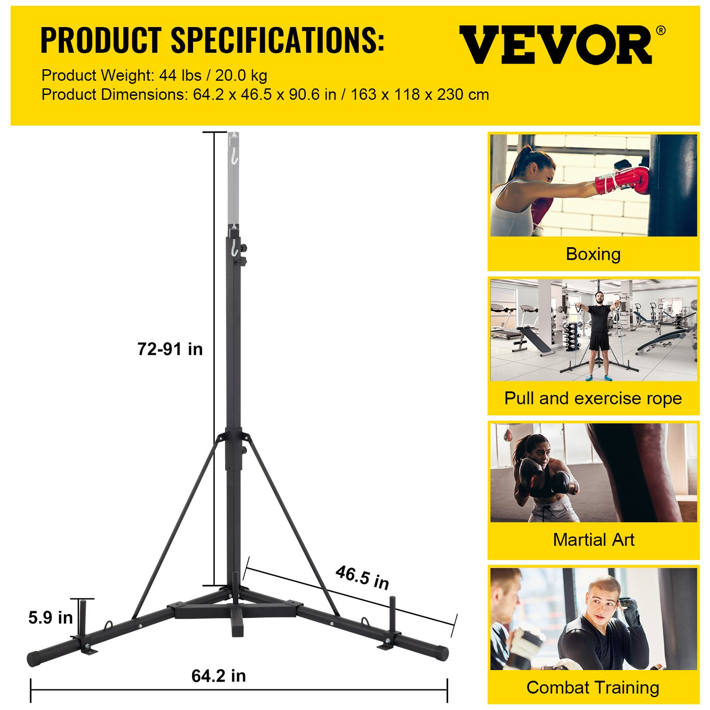 VEVOR Heavy Bag Stand Free Standing Punching Punch Bracket Station