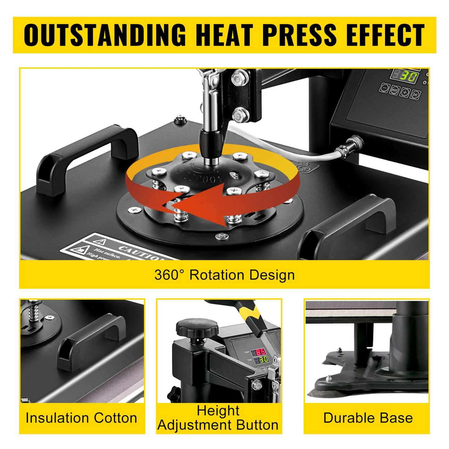 5 In1 Heat Press 15"x15" Vinyl Cutter Plotter 53" USB Port Sticker Print DIY