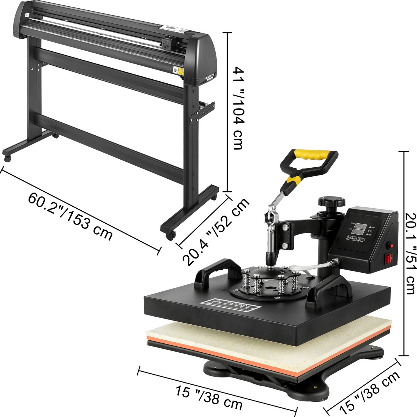 5 In1 Heat Press 15"x15" Vinyl Cutter Plotter 53" USB Port Sticker Print DIY