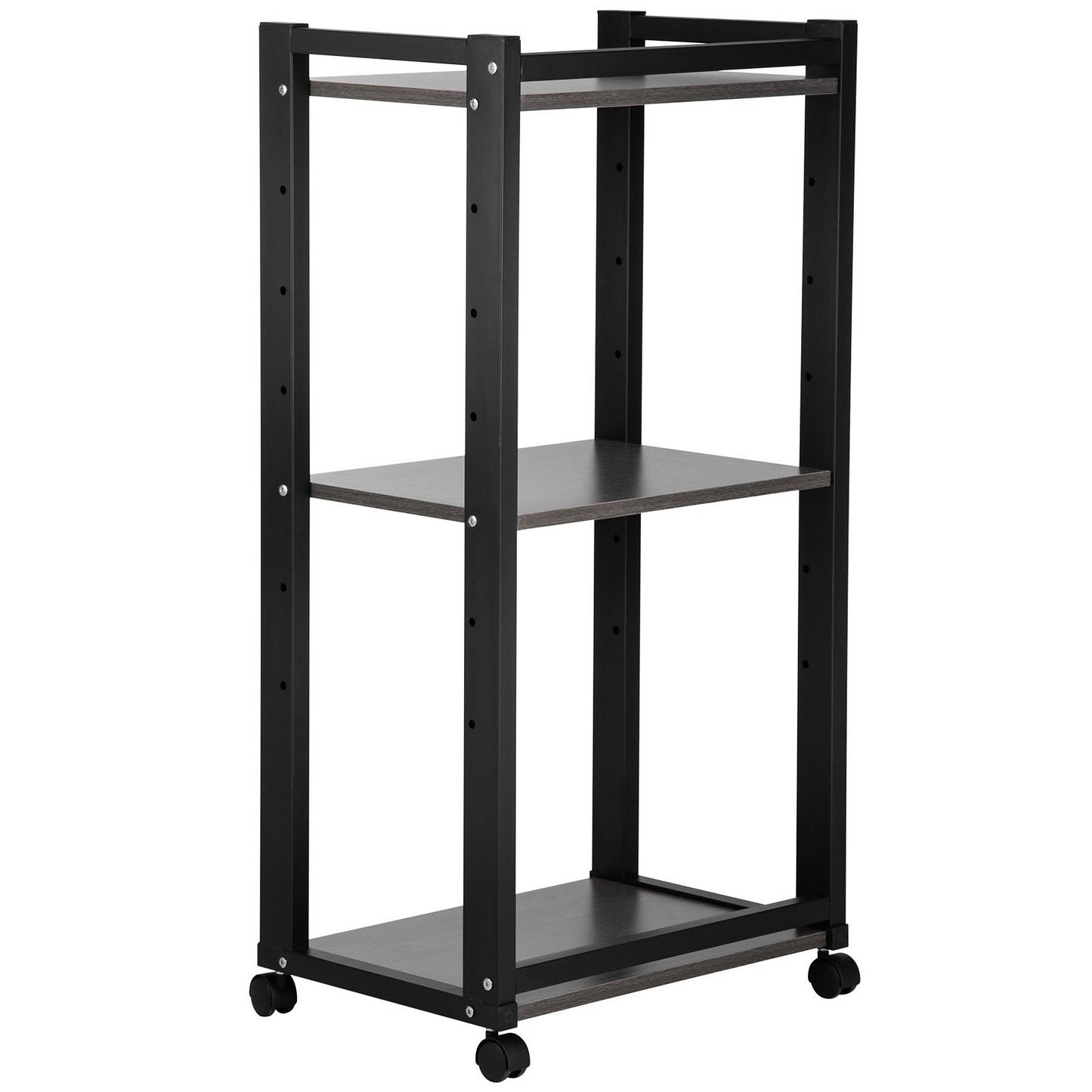 VEVOR Printer Stand, 3-Tier Rolling Printer Cart, Adjustable Storage Shelf Rack on Lockable Wheels, 19.69x 13.78x 42 inch Printer Table for Home Office Small Spaces Organization, Black