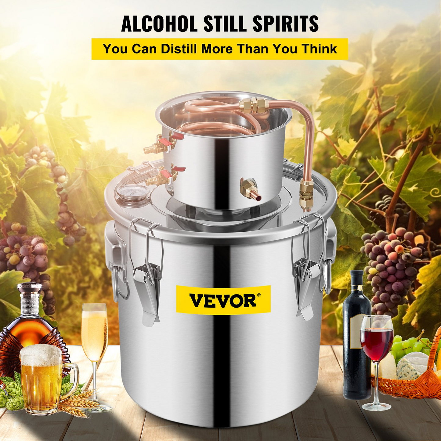 VEVOR Alcohol Still 8Gal 30L Stainless Steel Water Alcohol Distiller