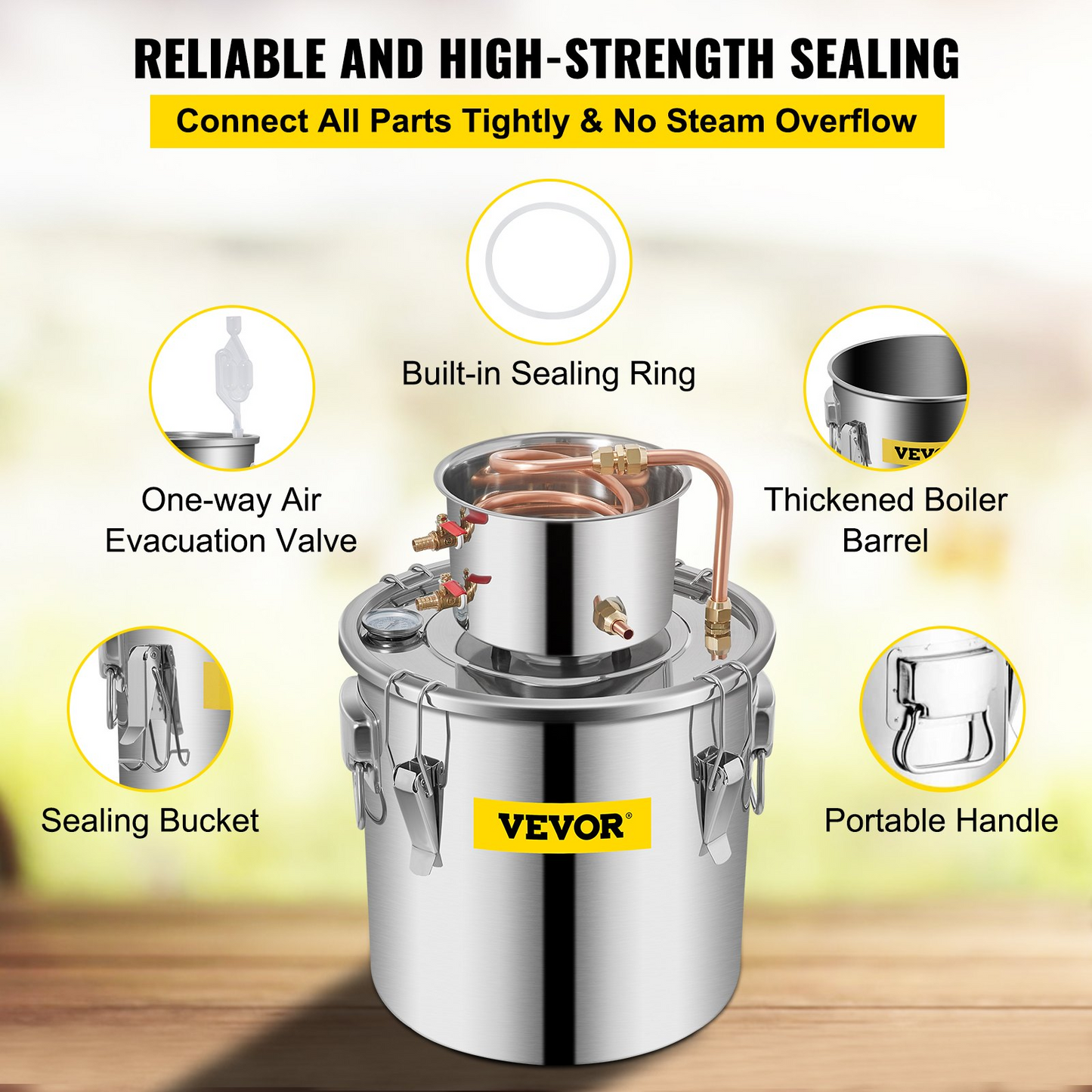 VEVOR Alcohol Still 8Gal 30L Stainless Steel Water Alcohol Distiller