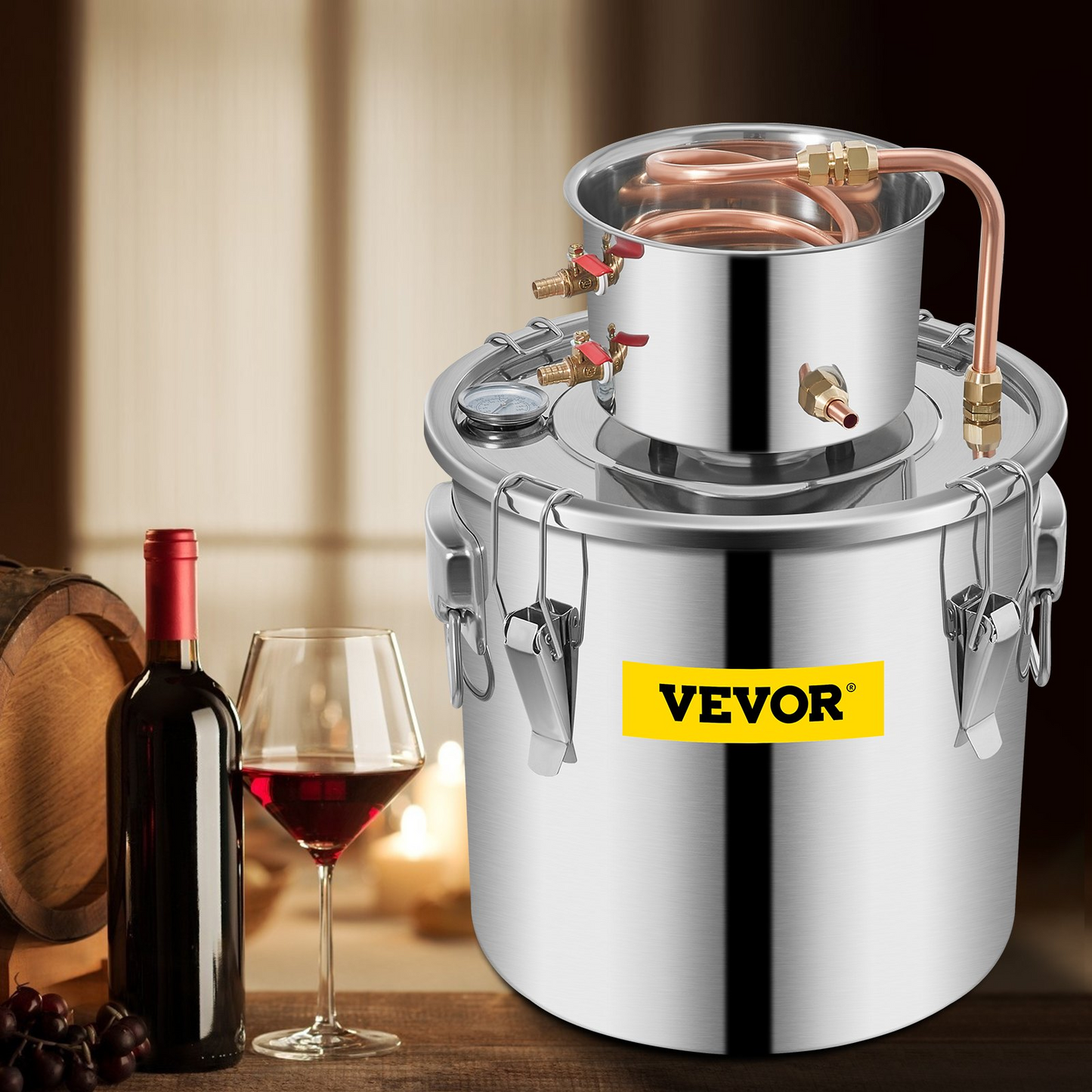 VEVOR Alcohol Still 8Gal 30L Stainless Steel Water Alcohol Distiller