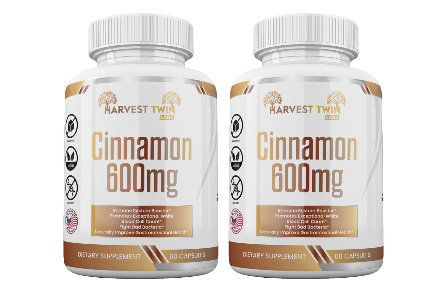 Premium-Grade Cinnamon - 600mg 2 Pack | Harvest Twin Labs