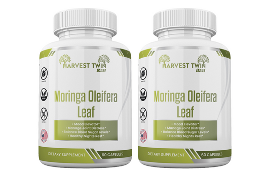 Harvest Twin Labs Moringa Oleifera (Leaf) 2 Pack - Natural Stress Reducer and Mood Elevator