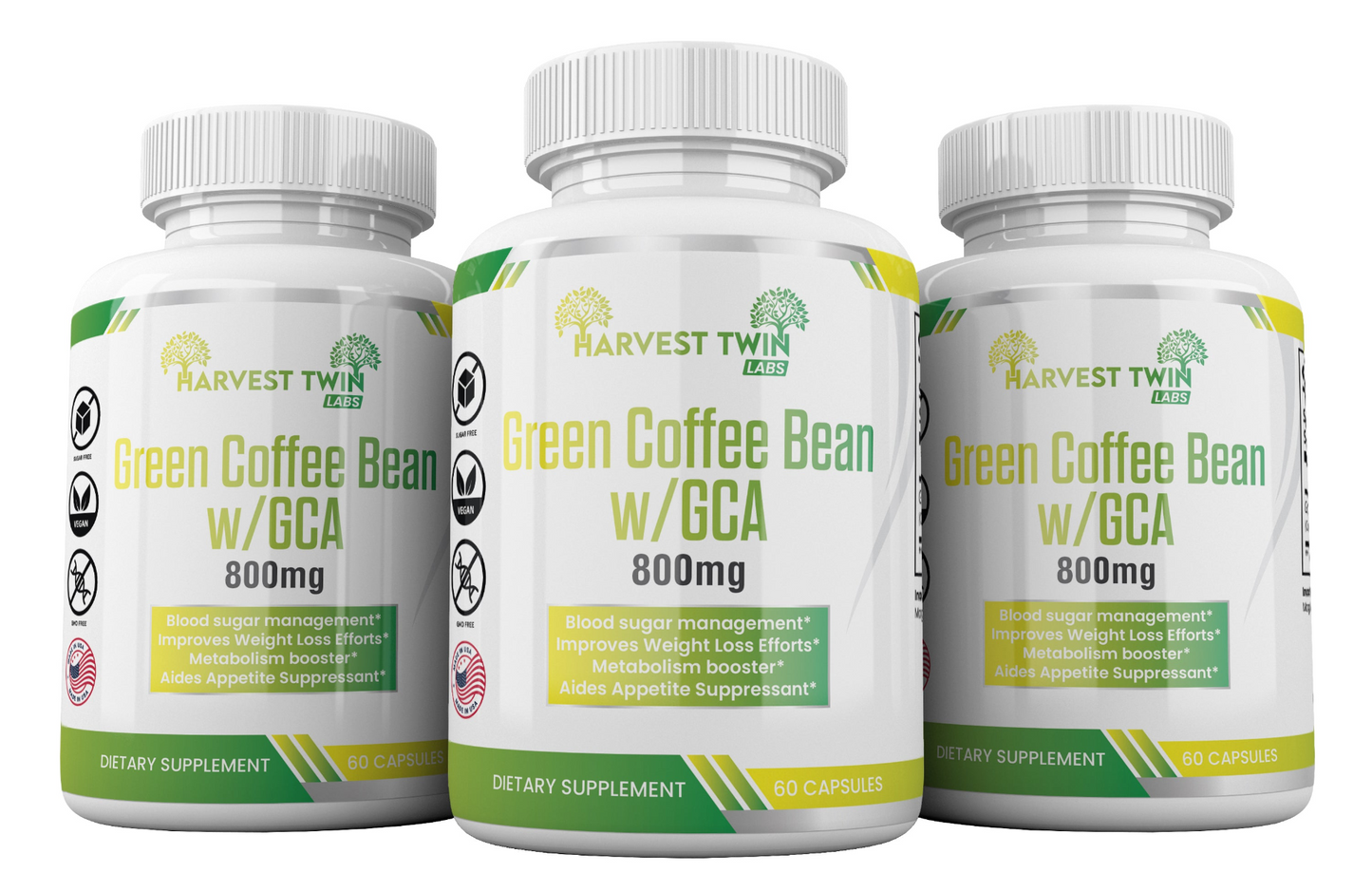 Green Coffee Bean w/GCA - 800mg 3 Pack | Manage Blood Sugar & Support Weight Loss