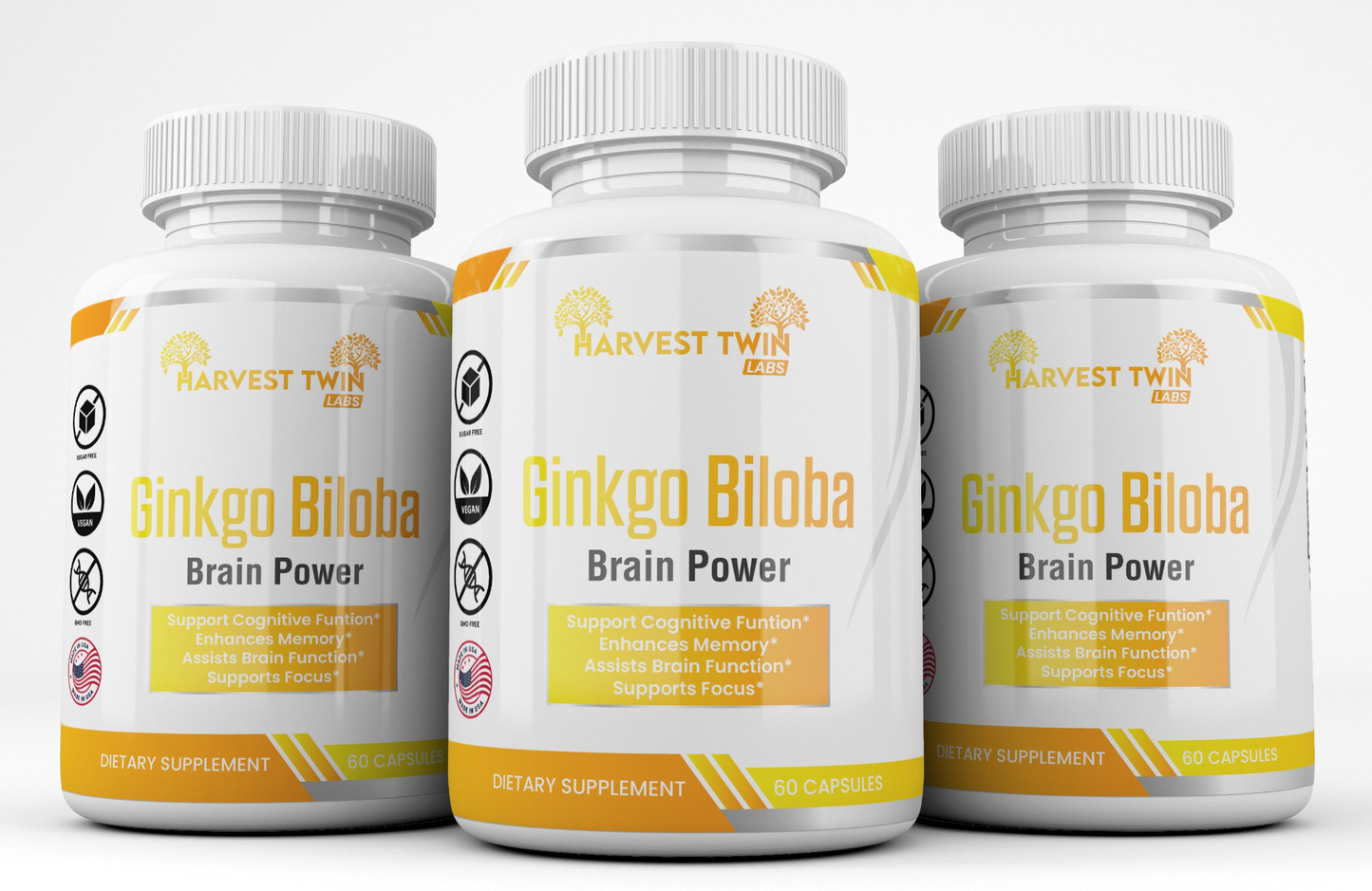 Ginkgo Biloba 3 Pack - Boost Cognitive Function and Memory | Harvest Twin Labs