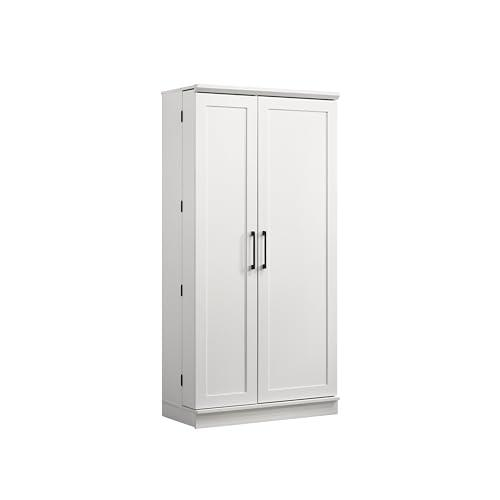 Lincoln White Storage Cabinet with Swing-Out Storage Door - Organize Your Space with Elegance