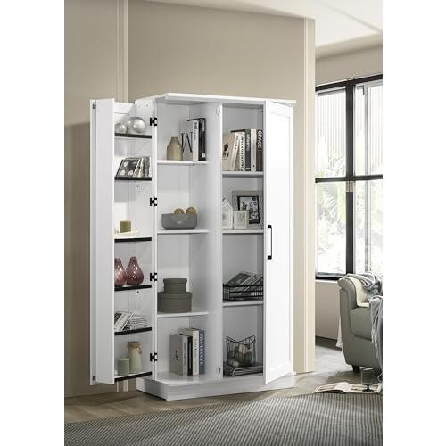 Lincoln White Storage Cabinet with Swing-Out Storage Door - Organize Your Space with Elegance