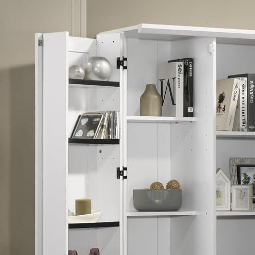 Lincoln White Storage Cabinet with Swing-Out Storage Door - Organize Your Space with Elegance