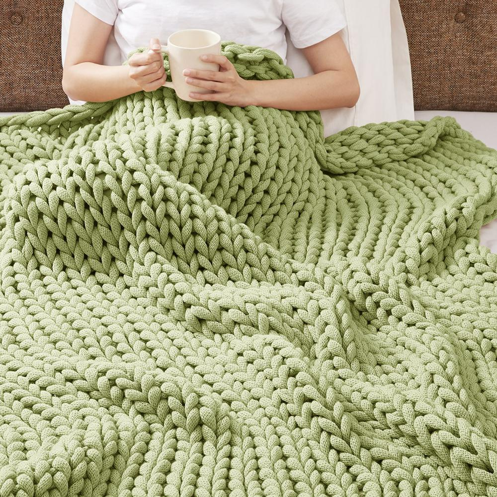 Madison Park Chunky Double Knit Handmade Throw - Soft and Cozy