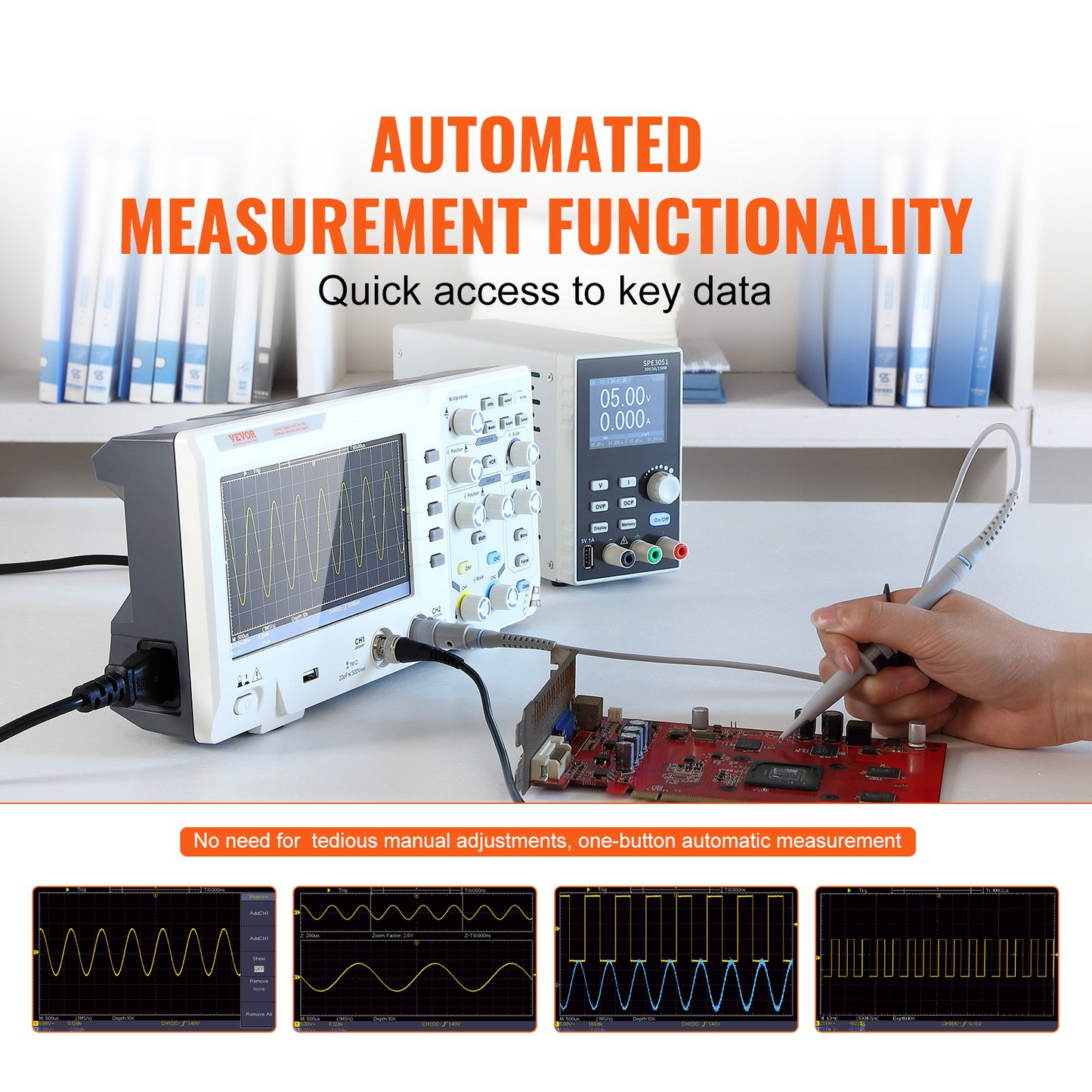 VEVOR Digital Oscilloscope - High Precision Portable Oscilloscope with 4 Channels and 7-inch Color Screen