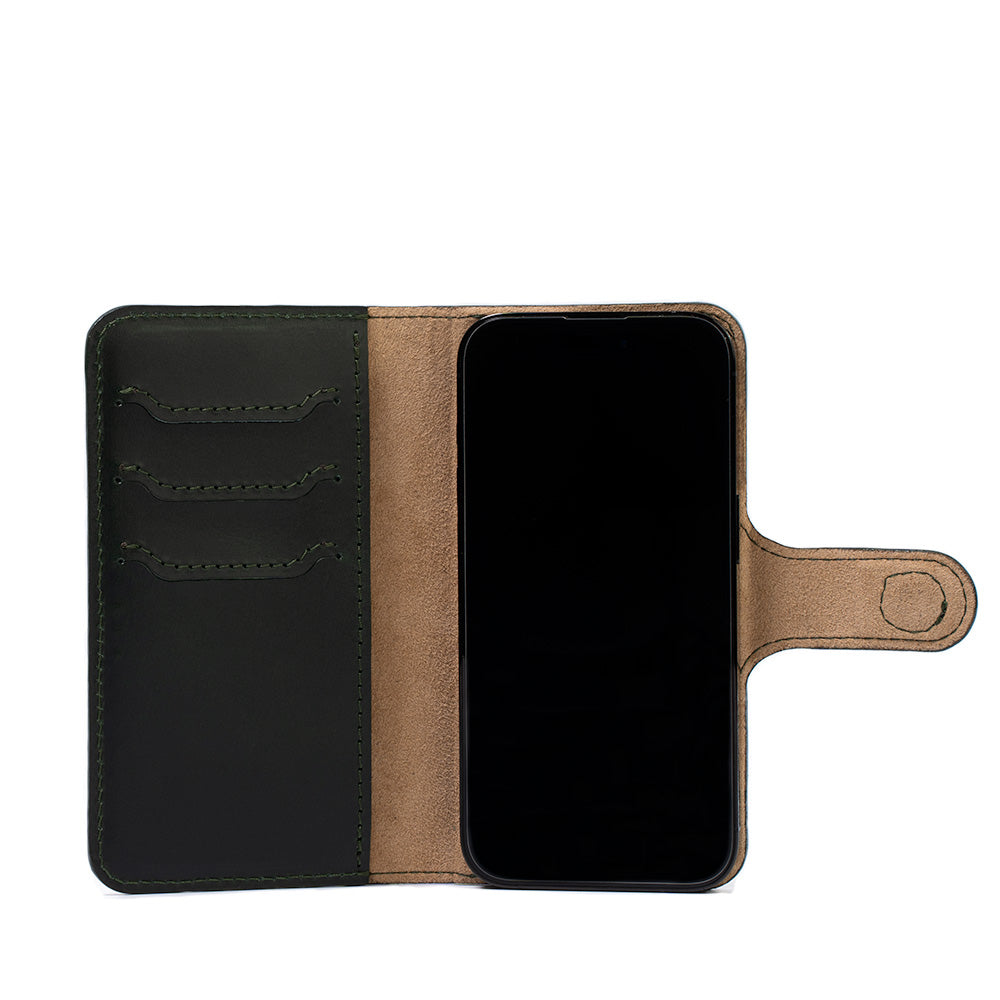 iPhone 15 Series Leather MagSafe Folio Case Wallet with Grip