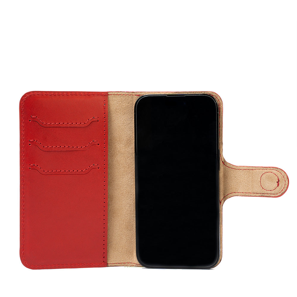 iPhone 15 Series Leather MagSafe Folio Case Wallet with Grip