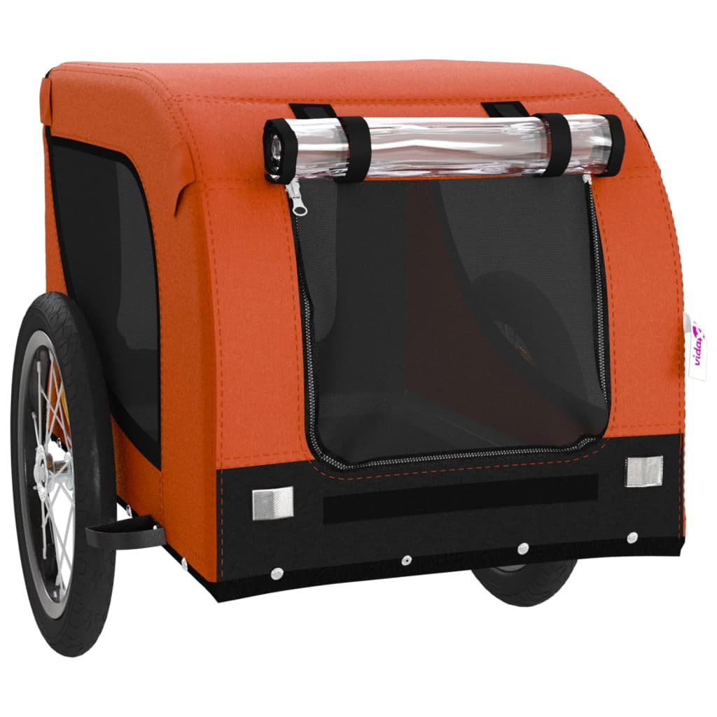 vidaXL Pet Bike Trailer - Orange and Black Oxford Fabric and Iron