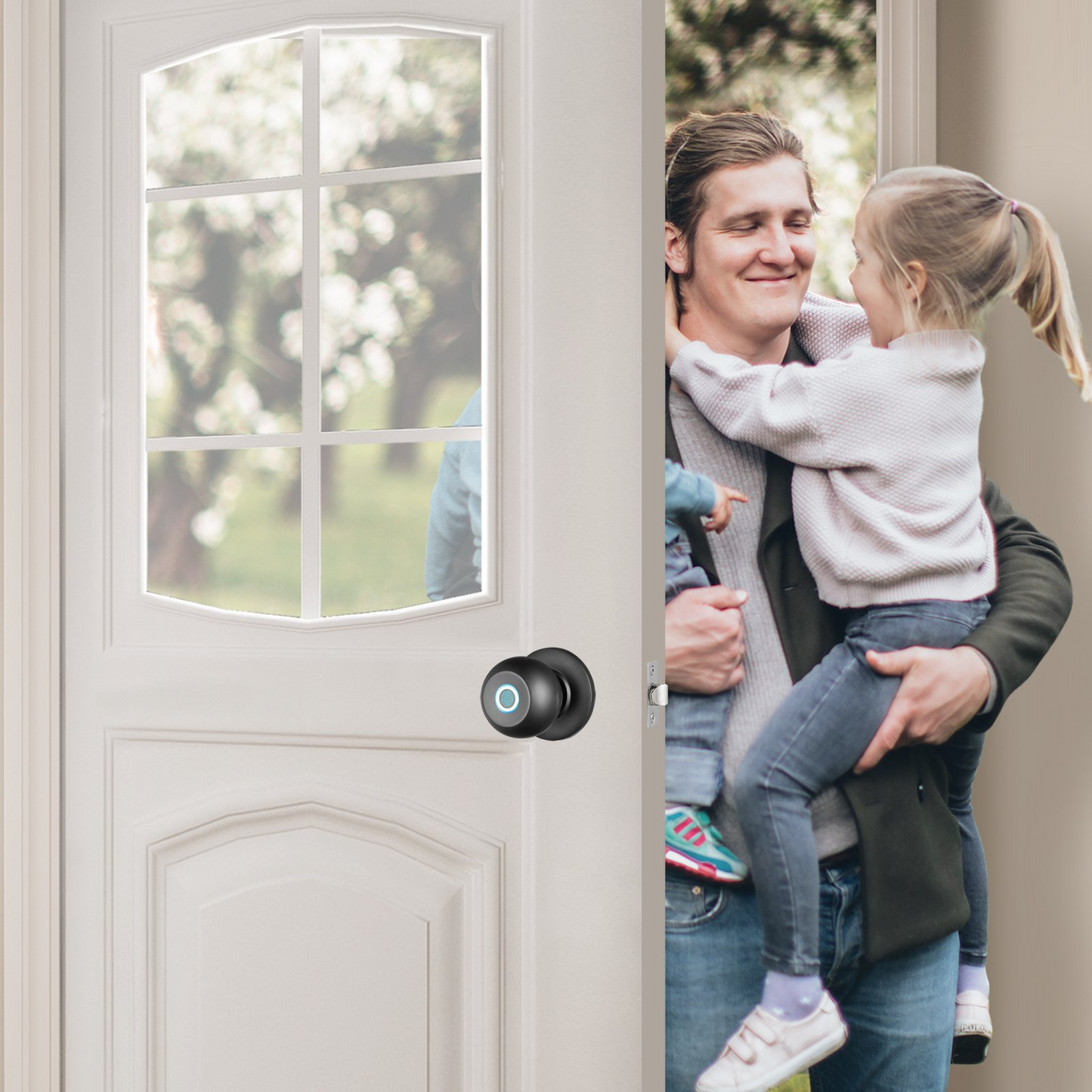 VEVOR Smart Door Knob, Biometric Door Lock Bluetooth Smart Lock, Fingerprint Smart Lock with APP Control - Black