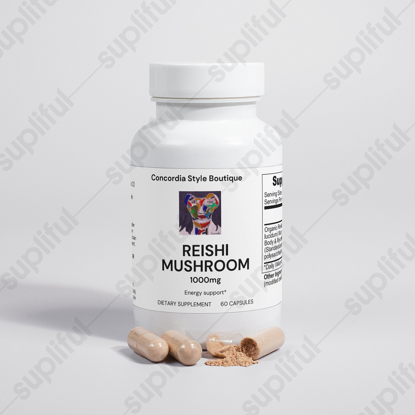 Organic Reishi Mushroom Capsules - Immune System Booster, Stress Relief - 60 Vegan Capsules