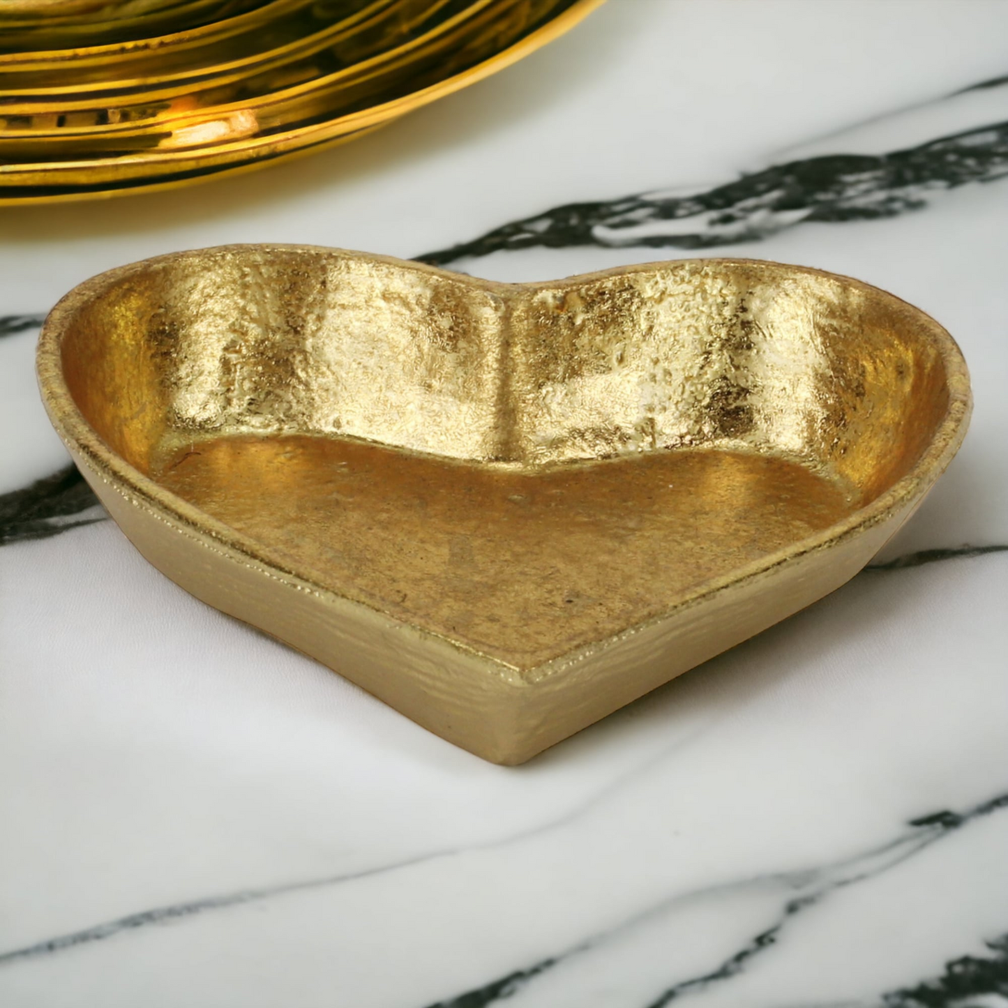 7" Gold Heart Cast Iron Handmade Vanity Tray