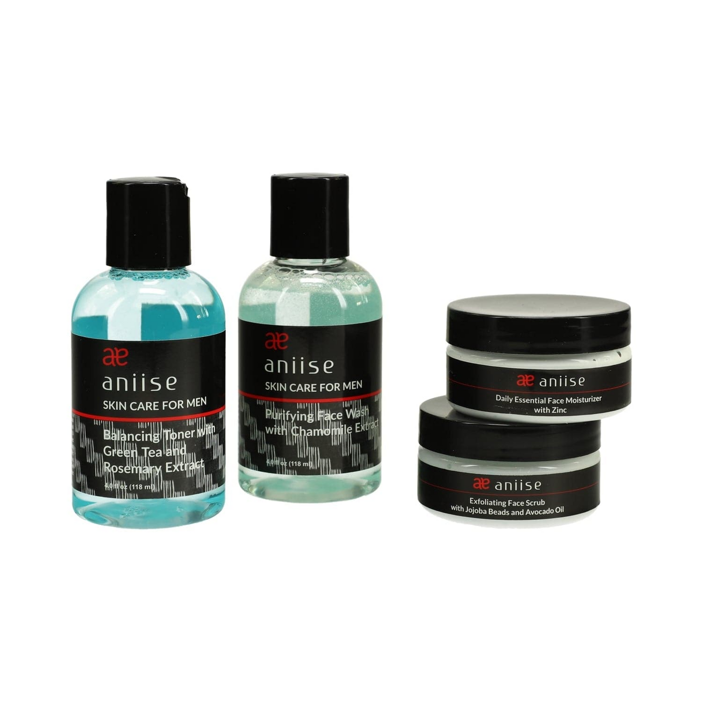 Men's Essential Skin Care Set - Purifying Face Wash, Daily Moisturizer, Balancing Toner, Exfoliating Face Scrub