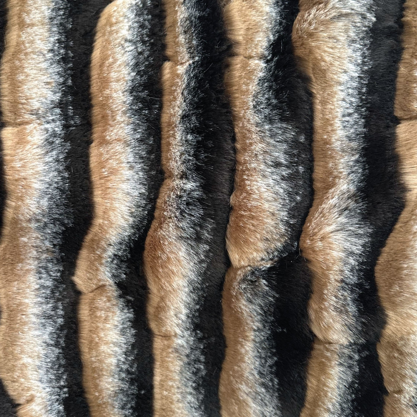 Taupe and Black Wild Wolf Plush Handmade Luxury Faux Fur Throw - Designer Decorative Blanket