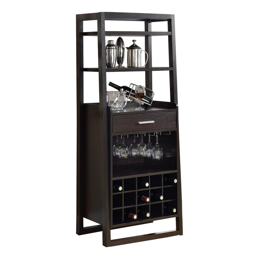 Contemporary Home Bar with Wine Rack and Storage Cabinet