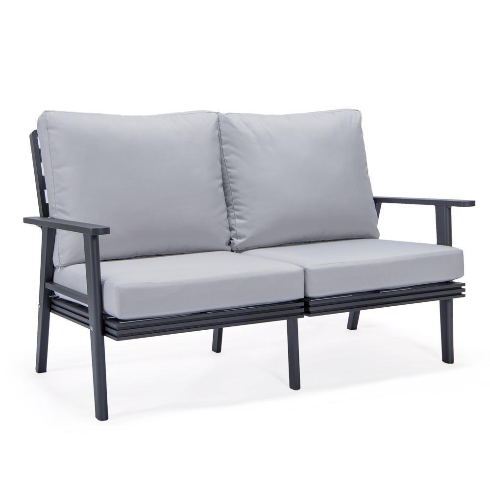 Outdoor Patio Loveseat with Black Aluminum Frame - Weather-Resistant and Durable