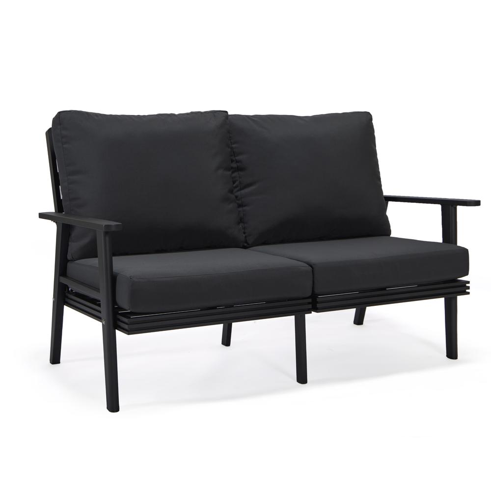 Outdoor Patio Loveseat with Black Aluminum Frame - Weather-Resistant and Comfortable