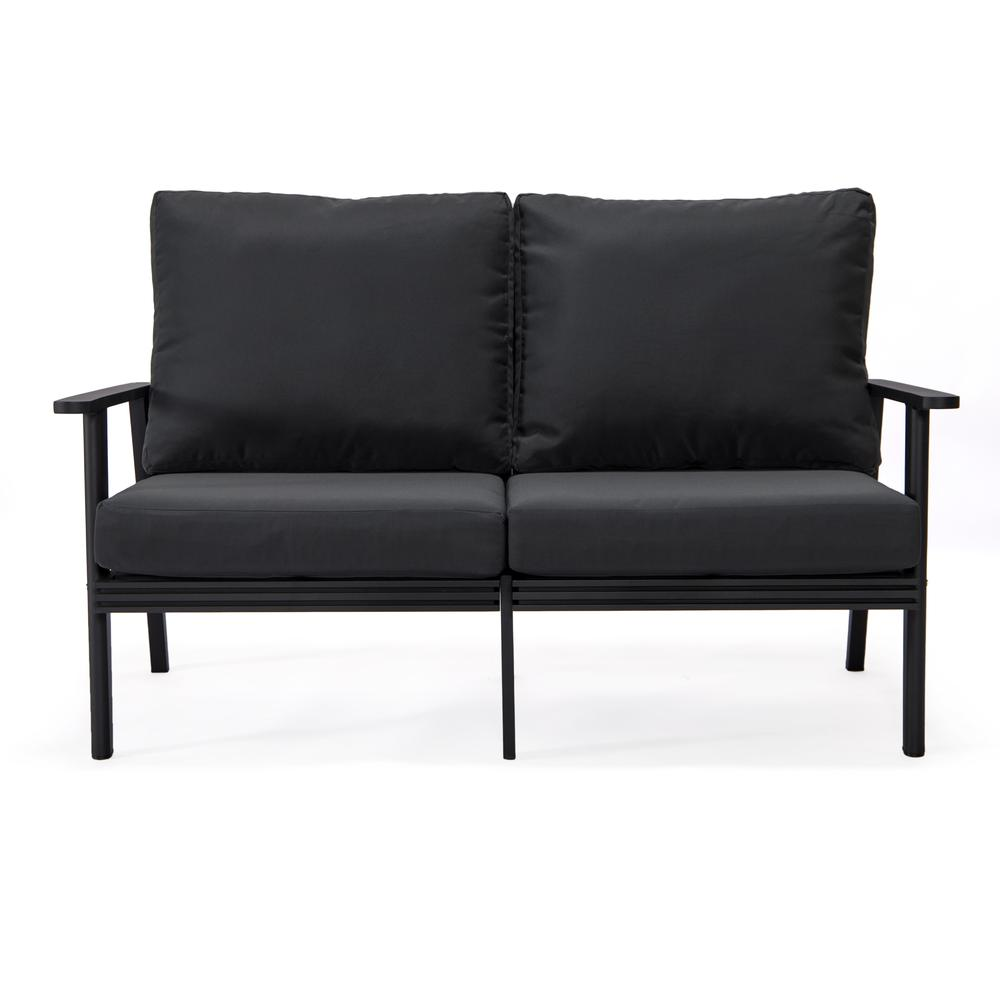 Outdoor Patio Loveseat with Black Aluminum Frame - Weather-Resistant and Comfortable