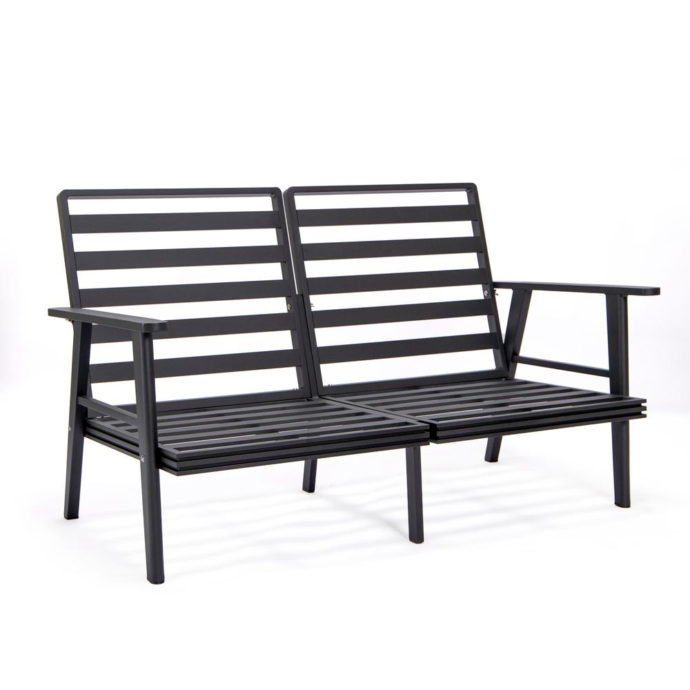 Outdoor Patio Loveseat with Black Aluminum Frame - Weather-Resistant and Comfortable