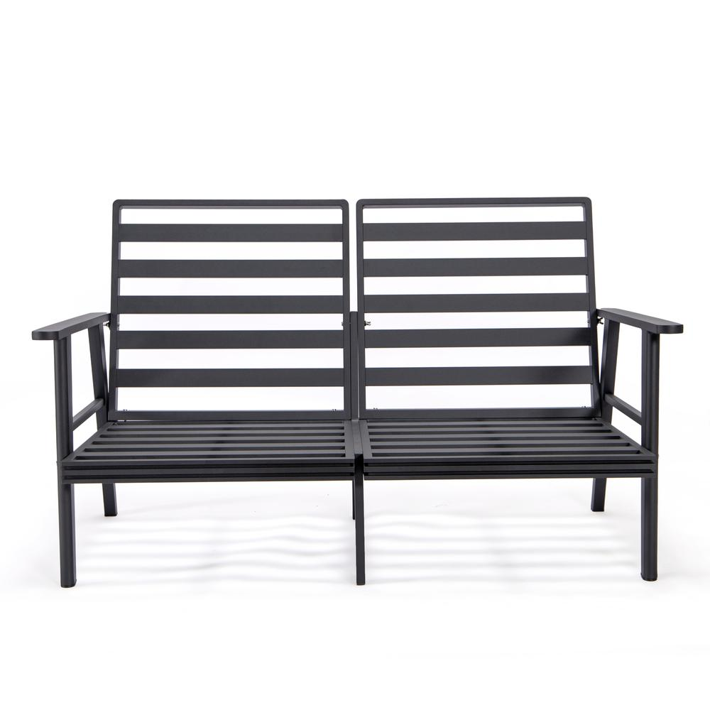 Outdoor Patio Loveseat with Black Aluminum Frame - Weather-Resistant and Comfortable