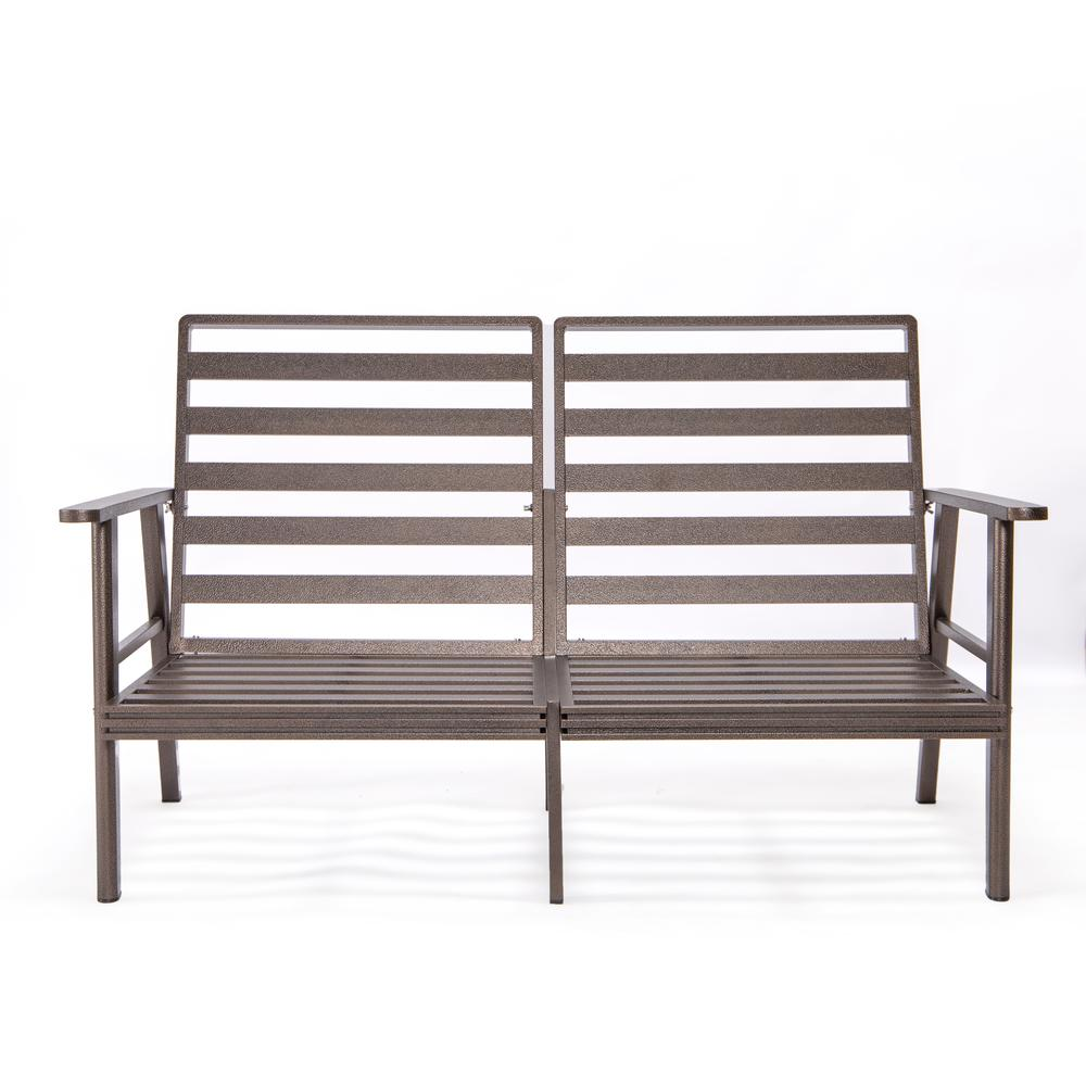 Walbrooke Outdoor Aluminum Loveseat with Brown Frame | Weather Resistant, Comfortable Cushions, Easy Assembly