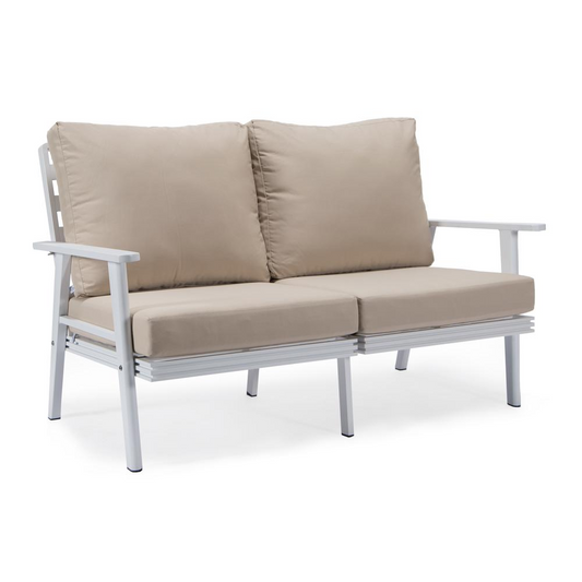 Outdoor Patio Loveseat with White Aluminum Frame - Weather-resistant, Durable, and Comfortable