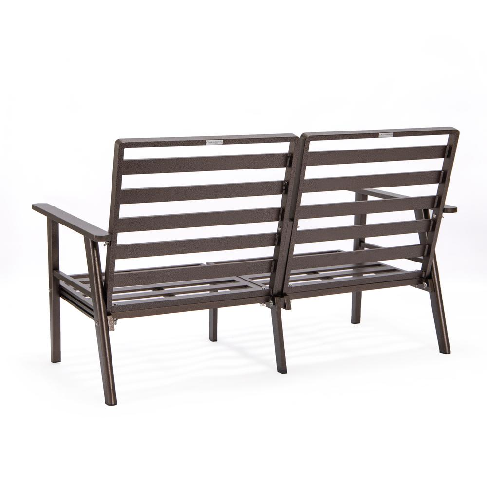 Outdoor Patio Loveseat with Brown Aluminum Frame - Weather-Resistant and Cozy