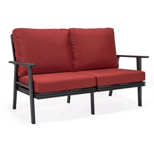 Outdoor Patio Loveseat with Black Aluminum Frame - Weather-Resistant, Comfortable, and Easy to Assemble