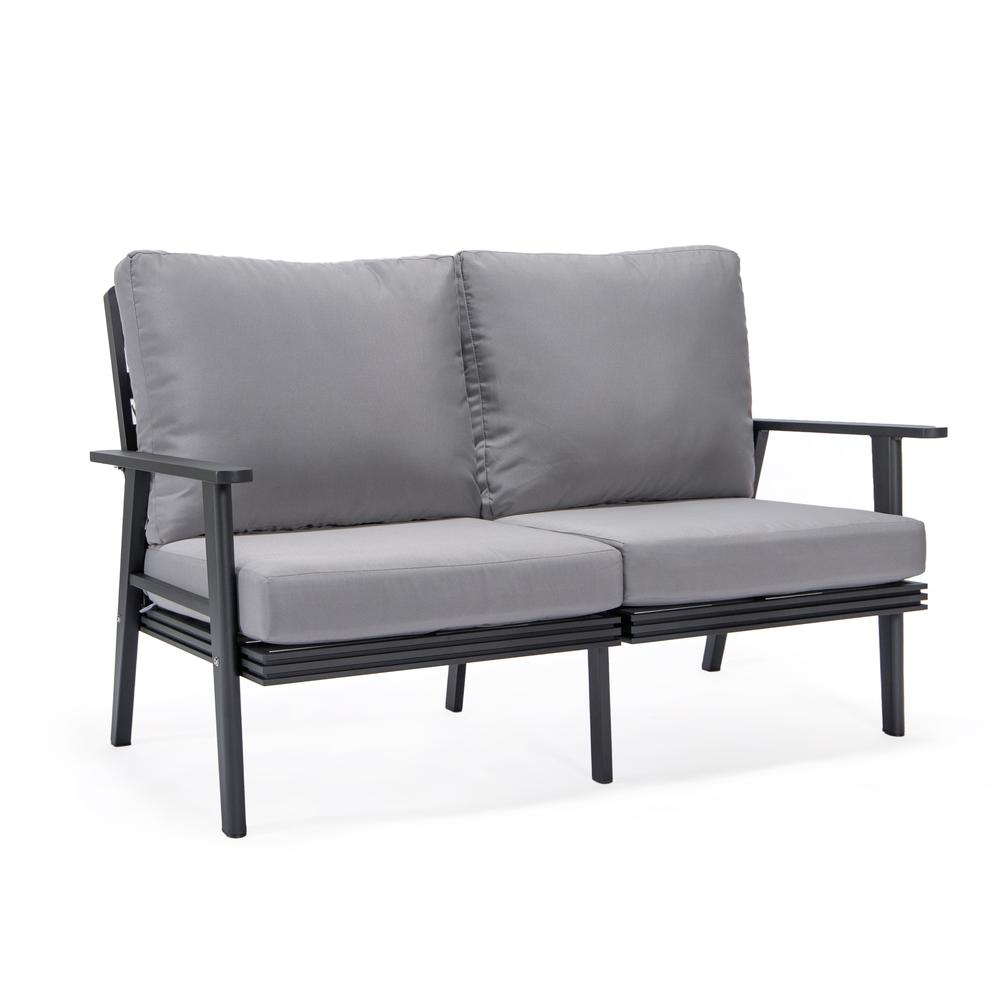 Walbrooke Outdoor Aluminum Loveseat with Black Frame - Weather Resistant Patio Furniture