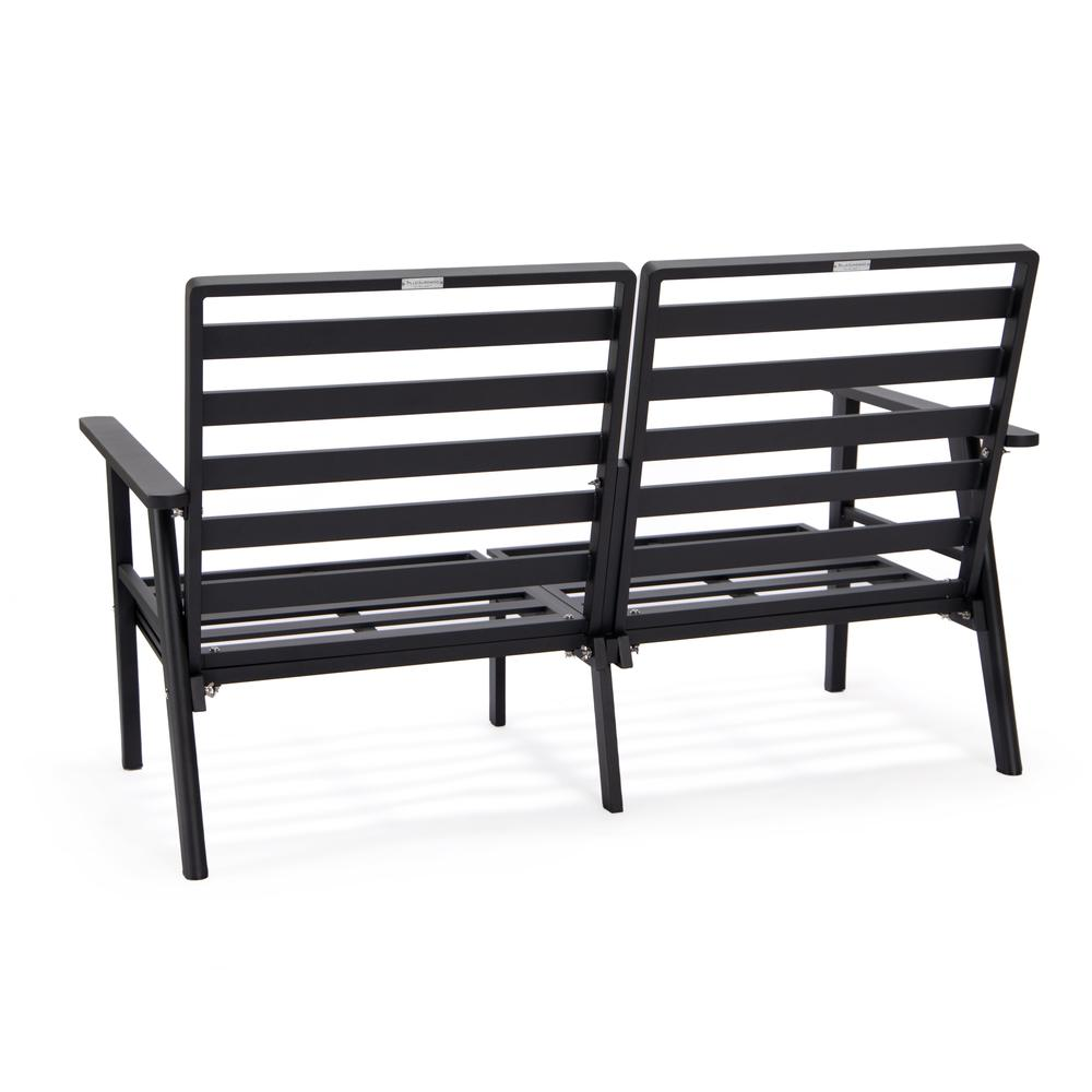 Walbrooke Outdoor Aluminum Loveseat with Black Frame - Weather Resistant Patio Furniture