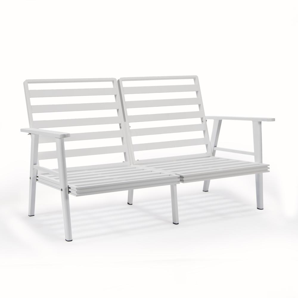 Outdoor Patio Loveseat with White Aluminum Frame