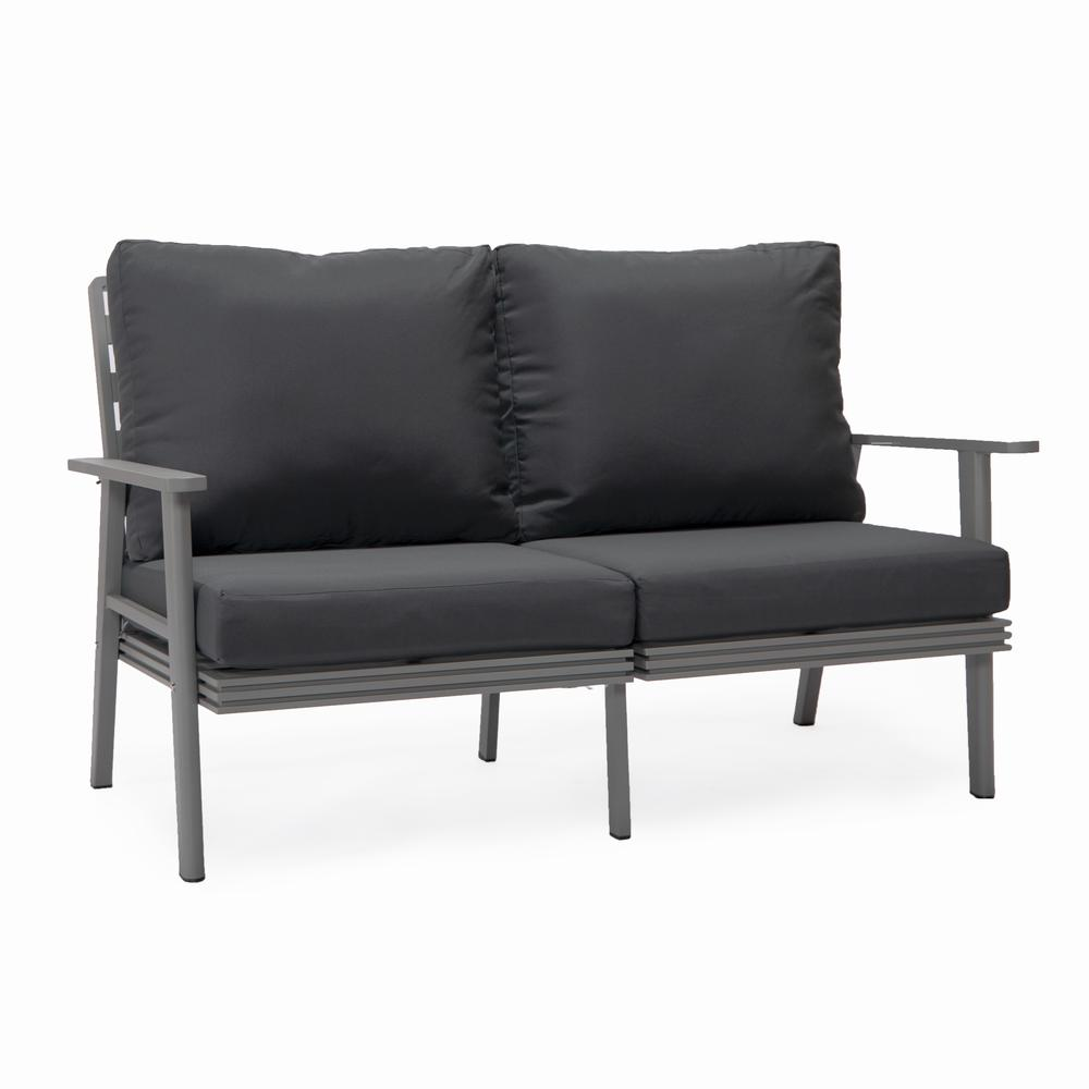 Outdoor Patio Loveseat with Gray Aluminum Frame - Weather Resistant and Comfortable