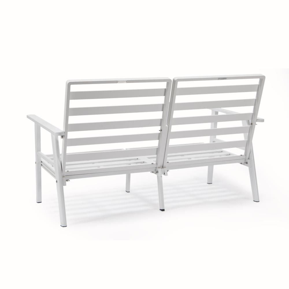 Outdoor Patio Loveseat with White Aluminum Frame - Weather-Resistant and Cozy