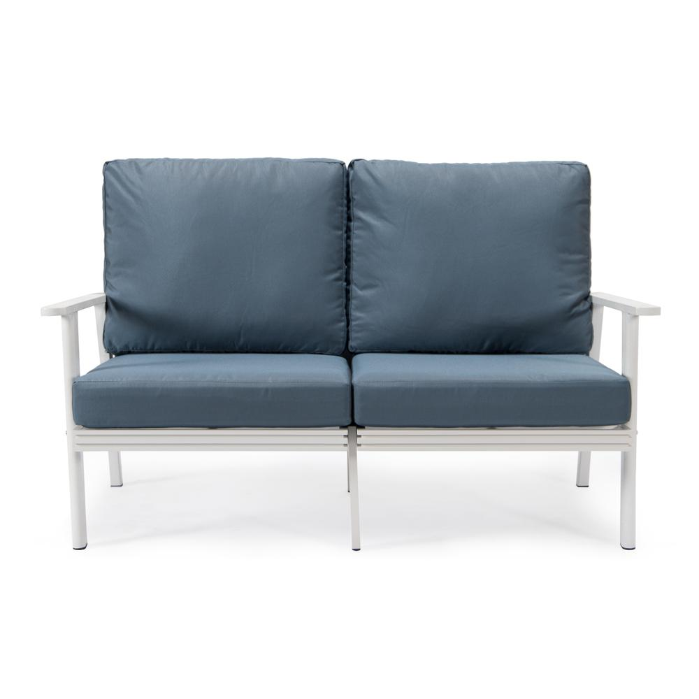 Outdoor Patio Loveseat with White Aluminum Frame - Weather-Resistant and Cozy