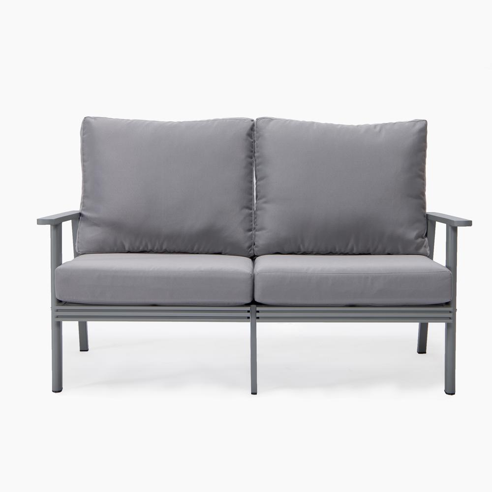 Outdoor Patio Loveseat with Gray Aluminum Frame - Weather Resistant and Comfortable