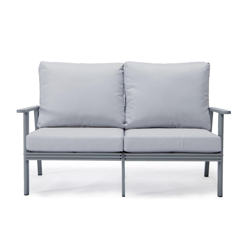 Outdoor Patio Loveseat with Gray Aluminum Frame - Weather-resistant and Comfortable