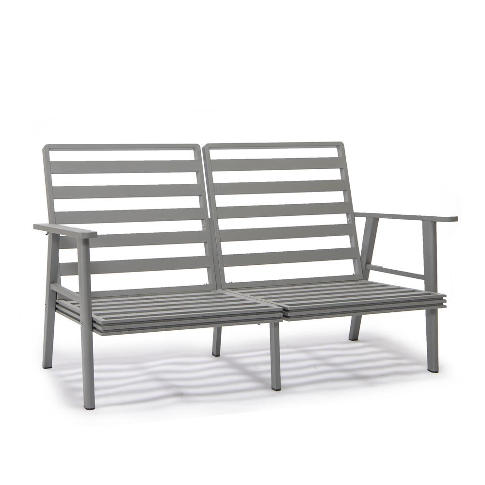 Outdoor Patio Loveseat with Gray Aluminum Frame - Weather-resistant and Comfortable