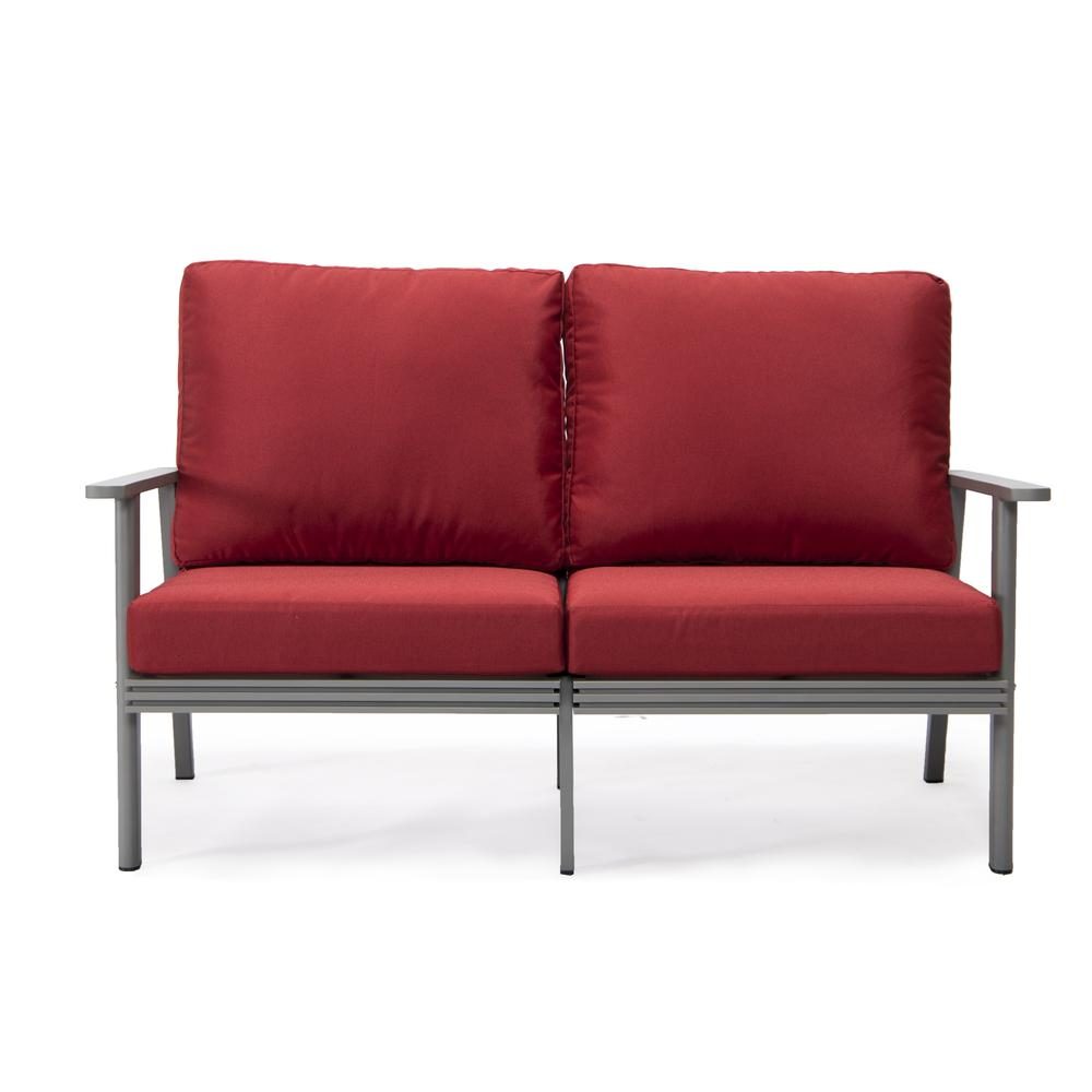 Outdoor Patio Loveseat with Gray Aluminum Frame