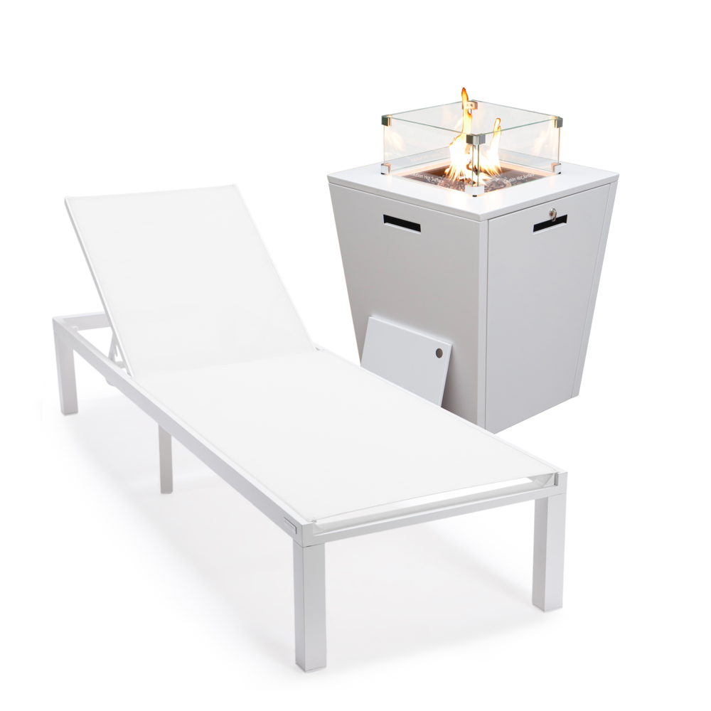 White Aluminum Outdoor Patio Chaise Lounge Chair