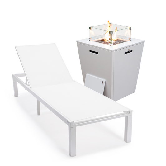 White Aluminum Outdoor Patio Chaise Lounge Chair