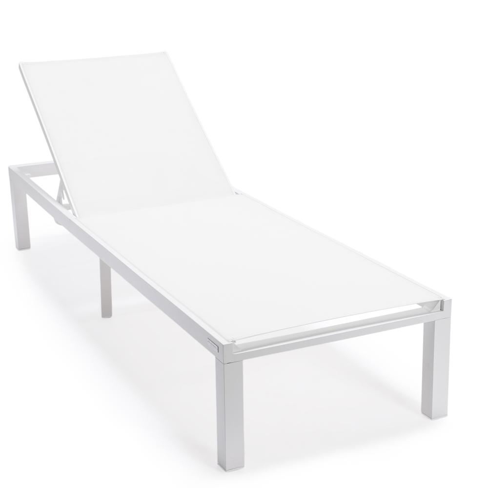 White Aluminum Outdoor Patio Chaise Lounge Chair